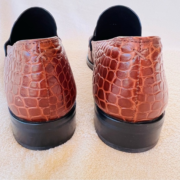 RAG & BONE EMBOSSED LEATHER LOAFERS RHINESTONES SIZE 10 COGNAC BROWN - Picture 7 of 13